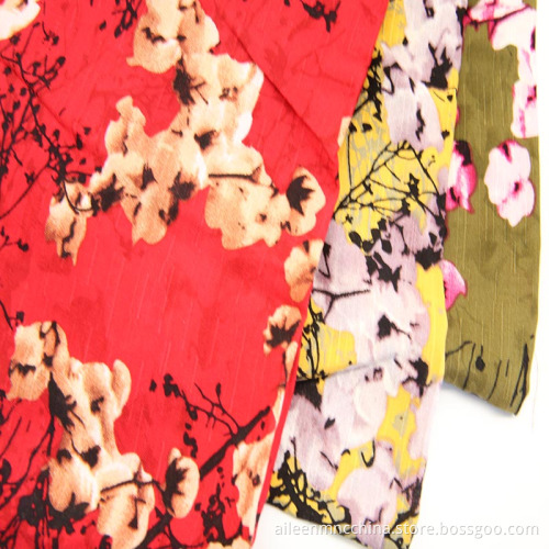 viscose rayon reactive print with slub affection